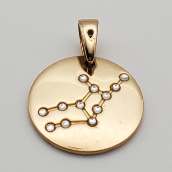 Virgo Zodiac Sign Pendant  Astrological Gold Tone Small CZ Stones Sun Moon Stars - Picture 1 of 5